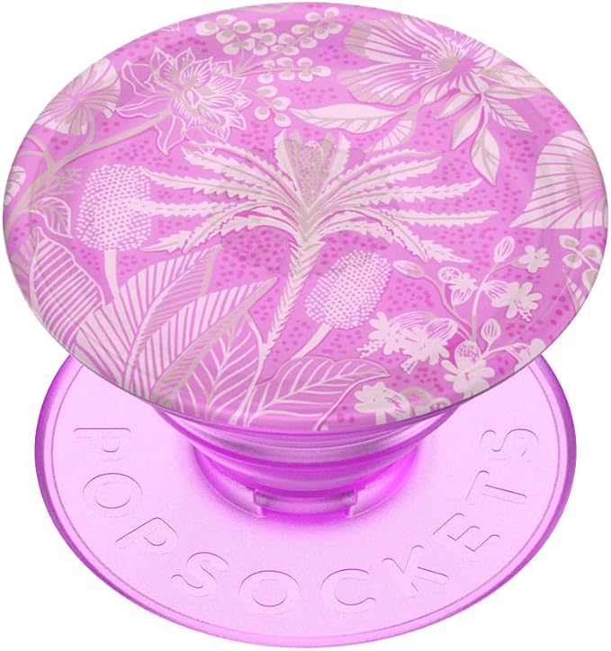 PopSockets Adhesive Phone Grip, Holder- Vivid Pink | Secure Comfortable Hold, Anti-Drop, Kickstand, Plant, Flower, Floral