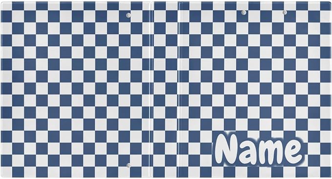 Custom 3 Ring Binder Blue White Checkered Plaid 1.5" Round Ring Binders Personalized Name View Binder with 200 Sheet for Kids School Supplies Women Men Office, 1 Pack