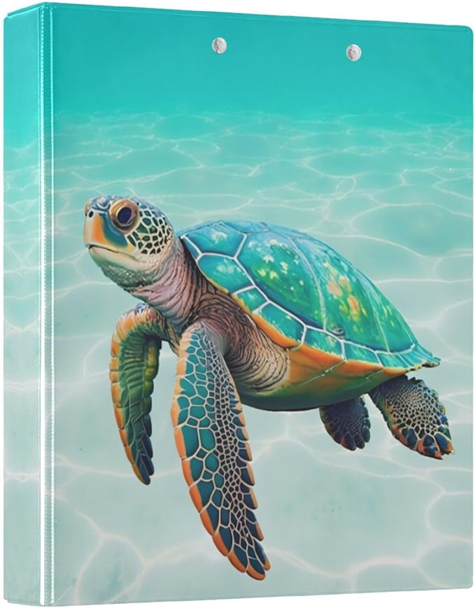 3 Ring Binder Sea Turtle 1.5" Round Ring Binders View Binder with 200 Sheet for Kids School Supplies Women Men Office, 1 Pack