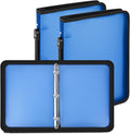 Teling 2 Pcs 1 Inch Zipper Binder 3 Ring Organizer, Blue | Secure Zipper Closure, Refillable 3 Ring Design, Handle Carry, Fits Letter Size Papers for School, Office and Projects
