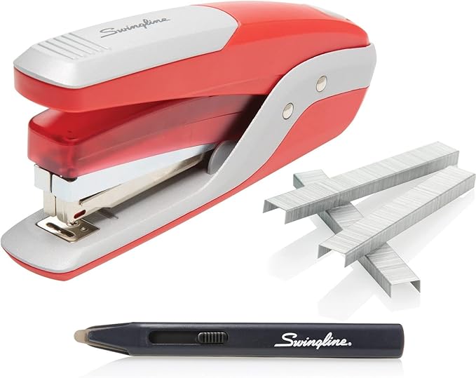 Swingline Stapler Value Pack, 28 Sheet Capacity, Jam Free, Reduced Effort, includes Quick Touch Stapler, 5000 Staples and Staple Remover, Metal, Red and Silver (S7064589)