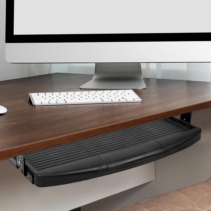 Under Desk Keyboard Tray Slide Out Drawer 20.86X10.03 Inch Office Desk Organizer Storage Platform Space Saving Keyboard Holder for Workspace