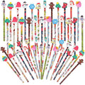 SAIWEILAI ONLINE 100 Pieces Christmas Pencils Elk Snowflake Wood Pencils with Giant Snowman Xmas Tree Eraser Assortment Christmas Stationery Pencil for Christmas Supplies