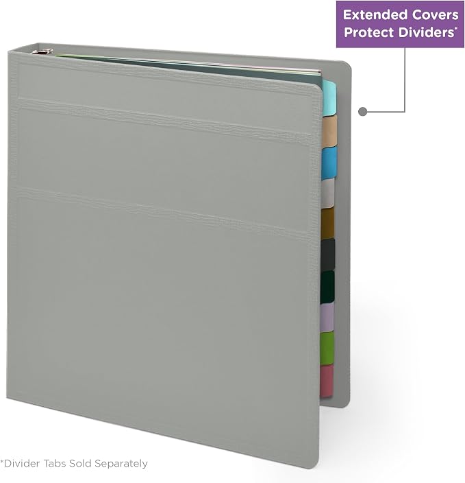 Carstens 1.5-Inch Heavy Duty 3-Ring Binder - Side Opening, Ash Gray, Durable Plastic, Precision No-Gap Rings, Waterproof Cover, No Pockets, Holds 250 Letter Sheets, BPA-Free, Made in USA (2020-3R)