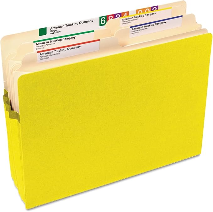 Smead File Pocket, Straight-Cut Tab, 1-3/4" Expansion, Letter Size, Yellow, 25 per Box (73223)