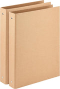 Widen Spine Natural Recycled Kraft 3 Ring Binder A4 Binder Organizer 2 Pack, 1.78" Spine, Durable 1.2" Round Ring Fits A4 & Letter Size Paper,Hardcover Organizer Planner Holds 325 Sheets Capacity
