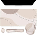 iCasso Brown Art Mouse Mat 35.4"x15.7", Computer Mat for Workspace | Whimsical Keyboard Wrist Rest Ergonomic Desk Pad for Computer, Mousepad Set for Teacher Women Office Workspace Area