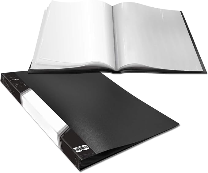 Presentation Book 40 Clear Pockets Sleeves Protectors Art Portfolio Clear Book for Artwork, Report Sheet, Letter (16.5x12.1inch)
