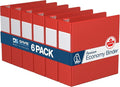 Premium Economy 6-Pack 3-Ring Binders for School or Office, D-Ring Binders, 3 Inch, Red