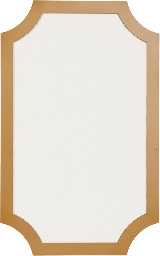 Kate and Laurel Holbrook Glam Framed Scallop Fabric Pinboard, 15 x 24, Gold, Decorative Modern Scalloped Bulletin Board for Use as Vision Board or Wall Organization