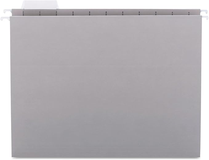 Smead Colored Hanging File Folder with Tab, 1/5-Cut Adjustable Tab, Letter Size, Gray, 25 per Box (64063) (Pack of 1)