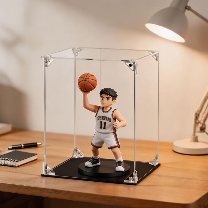 Display Case for Collectibles Assemble Clear Acrylic Box Alternative Glass Case for Display Action Figures Home Storage Organizing Toys (Internal dim 7.5X7.5X9 inch)