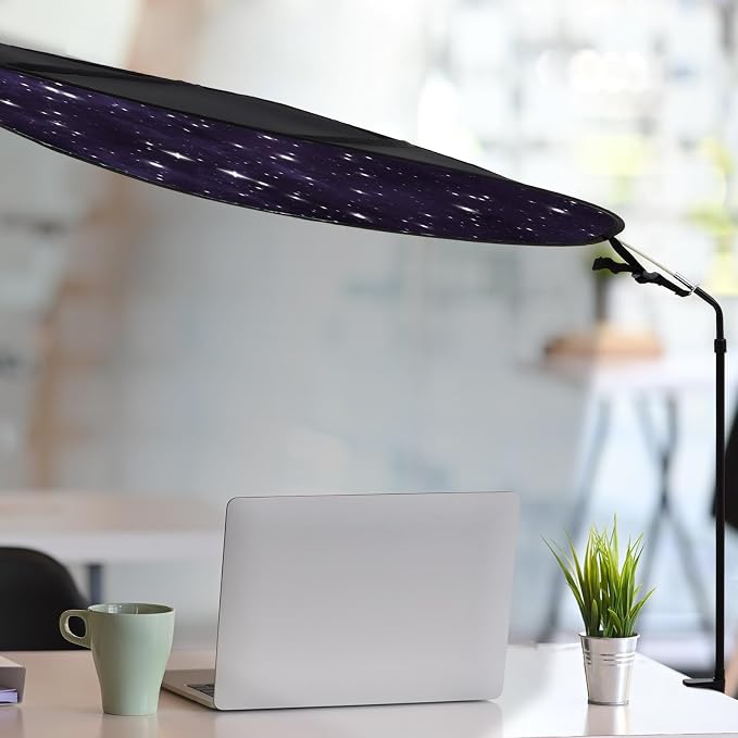 Large Adjustable Office Cubicle and Desk Shade,51'' Portable Cubicle Light Shade with Clamp Foldable Rotatable Canopy Blocks Light or Disturbance for Working Accessories(Starlit Sky)