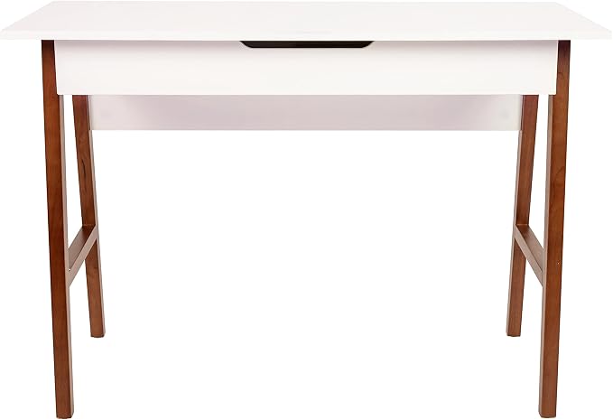 Flash Furniture Computer Desk with Drawer, 42", White/Walnut | Home Office, Writing Desk, Storage Drawer, Bedroom Desk