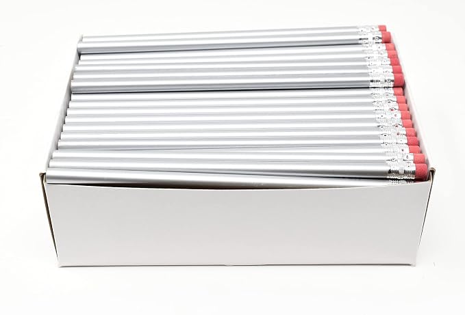 Pencil Guy Blank Round Pencils Silver 1000 to a box : Not Sharpened