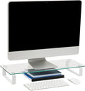 Mind Reader Monitor Stand, Contemporary, Desktop Organizer, Laptop Riser, Office, Glass, Clear