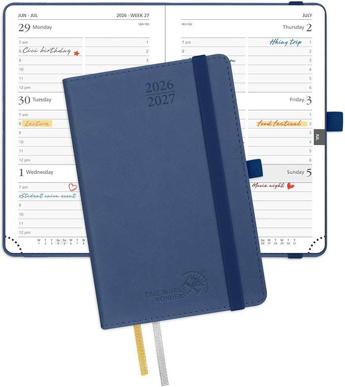 POPRUN Pocket Planner 2026-2027, Purse-4" x 6.25", Academic Pocket Calendar