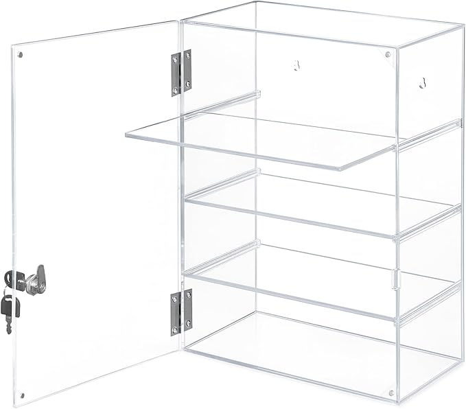 Acrylic Display Case with Lock – Acrylic Storage Chest for Figures, Collectibles, Jewelry, Expensive Items & More – Secure and Organized Storage (3.7" Adjustable)