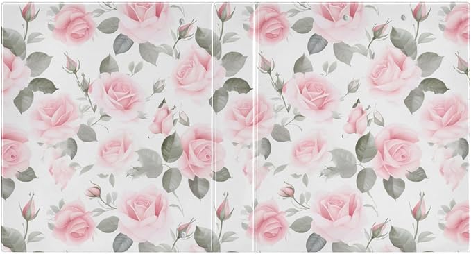 3 Ring Binder Pink Rose Floral Roses 1.5 inch Binders Three Ring Binders with Clipboard Fit 8.5'' x 11'' Paper 3 Interior PVC Clear Pockets for Office Supplies