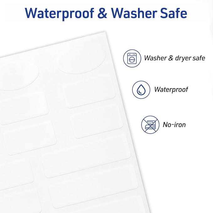 Avery® No-Iron Fabric Labels, Assorted Shapes and Sizes, Washer and Dryer-Safe Waterproof Labels, Non-Printable, 150 Total (40726)