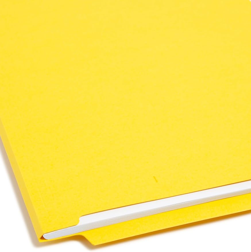 Smead End Tab Fastener File Folder, Shelf-Master® Reinforced Straight-Cut Tab, 2 Fasteners, Letter Size, Yellow, 50 per Box (25940)