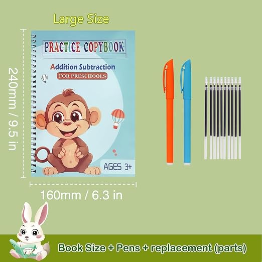 Reusable Grooved Handwriting Workbooks,Magic Copybook,Magic Writing Practice copy books, to help children improve their handwriting ink Practice Age 3-8 Calligraphy for kids(Animal edition)