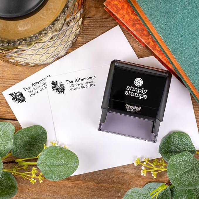 Custom Floral Address Stamp | Choose from 12 Designs | Multiple Ink Color Options | Envelope Return Address Stamp for Couple or Family (Design 10, Extra Large)
