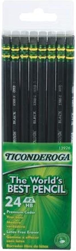 Ticonderoga No. 2 Soft Pencils, Twelve 24 Count Hang-Tab Boxes, Total 288 Pencils (Pack of 12)- (Wood-Cased, Black Writing) in Matte Black (13926)