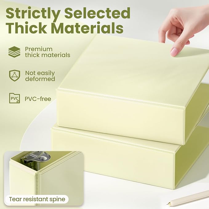 SUNEE 3 Ring Binder 3 Inch D Ring, Clear View Binder Three Ring PVC-Free (Fit 8.5x11 Inches) for School or Office Supplies, Yellow, 1 Pack