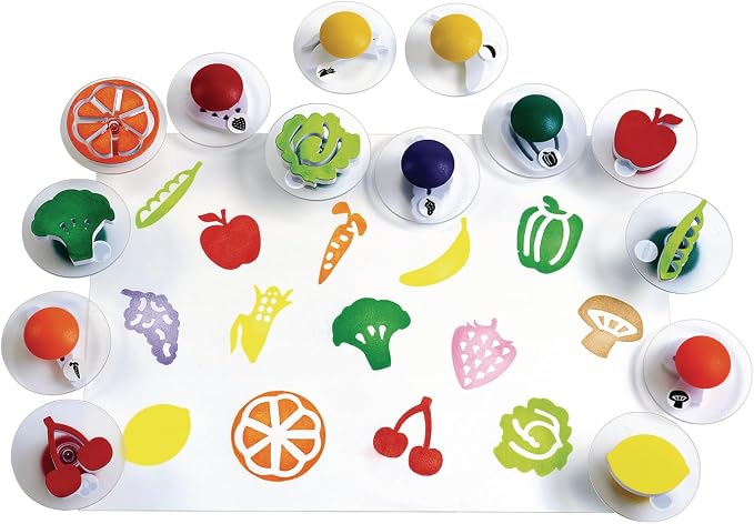 Colorations 14 Stampers of Fruits & Vegetables, Ages 3+, PreK+ | Art Supplies, School Supplies, Office, Home, Classroom, Projects, Coloring, Drawing