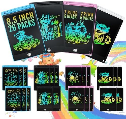 26 Packs LCD Writing Tablet, 8.5INCH Doodle Board for Child, Erasable Kids Drawing Pad, Electronic Drawing Writing Board for Kids Adults Learning & Education, (Blue+Pink+Black+White)