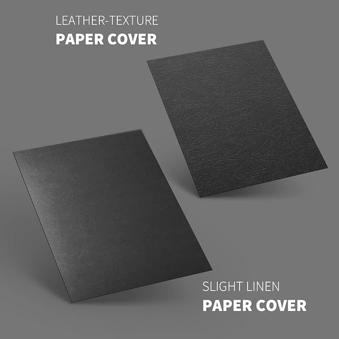 13Mil Slight Linen-Texture Paper Binding Cover, Letter Size, Black, 100Pack | Paper Binding Presentation Covers, Glossy, 8.5" x 11" Letter Size, 250 GSM, 90 lb, Unpunched, for Business, School Projects