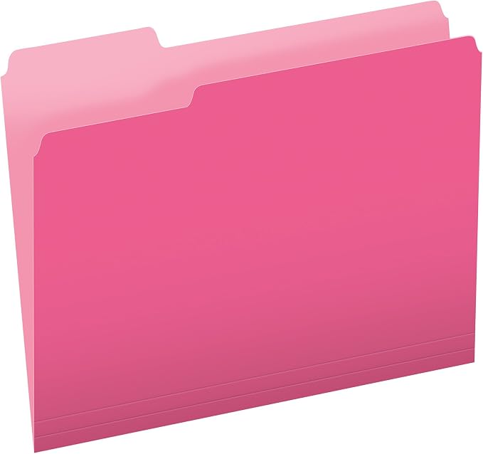 Pendaflex Two-Tone Color File Folders, Letter Size, 1/3 Cut, Pink, 100 Per Box (152 1/3 PIN)