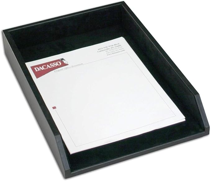 Dacasso Chocolate Brown Leather Letter Tray, Legal Size