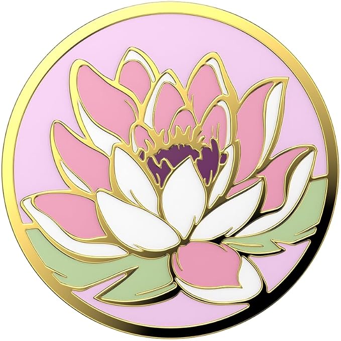 PopSockets Adhesive Phone Grip, Holder- Water Lily | Secure Comfortable Hold, Anti-Drop, Kickstand, Enamel, Designs, Flower, Floral