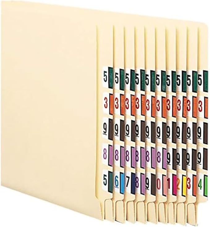 File Right Number Labels Roll – Color-Coded Numeric Filing Labels, 1-5/8" × 7/8" Laminated Self-Adhesive File Folder Numbers for, Office Filing Systems, Automotive Records – Roll #4, 1 Roll