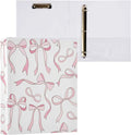 3 Ring Binder 1.5 Inch Pink Ribbon Bows Love Clipboards Binders with Interior Pockets Round Ring Binder for Office Supplies and School