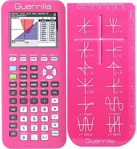 Guerrilla Silicone Case for Texas Instruments TI-84 Plus CE Color Edition Graphing Calculator With Screen protector and Graphing Ruler, Pink