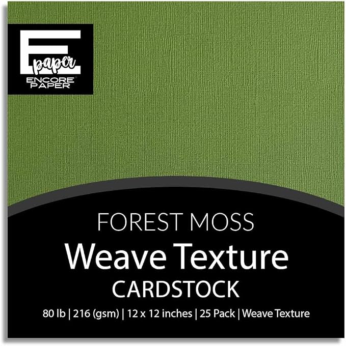 Forest Moss—12x12 Textured Cardstock | 80lb Textured Green Scrapbook Paper | Premium Cardstock for Cricut Cutting | 25 Sheets