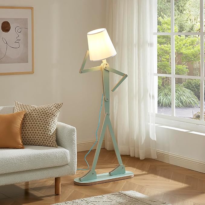 Unique Wood Floor Lamp for Living Room Bedroom Office Corner Reading | Plywood Construction, Corner Decorative, Reading Light, Farmhouse Style, Kids Room Gift