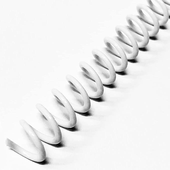 Binditek Plastic Spiral Binding Coils, 12 mm, 4:1 Pitch, White, 50 Pack | Coil Binding Spines, 1/2", 90 Sheet Capacity, 48 Loops, for Letter-Size Reports, Presentations, School and Office Projects