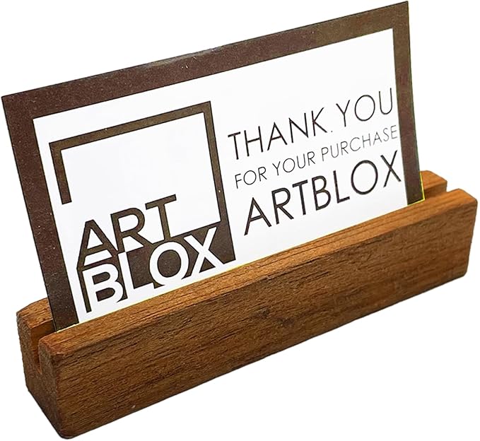 Artblox Personalized Office Desk Name Plate and Business Card Holder | Clear Acrylic Glass with Teak Wood Stand | Lawyer Design Customized with Your Name and Credentials Office Desk Decor