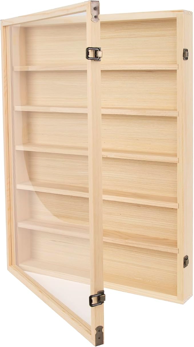 6-Tier Display Cabinet for Miniatures Keepsake,19.68x3.15x26.18 inches | Acrylic Cover with Buckle Lock, Wall-Mounted Display Case,for Collectibles Coins Military Medals Pins