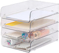 Gagee 4 Pack Paper Organizer for Desk,Clear | Acrylic Letter Tray File Organizer Stackable Documents Holder Sorter Office Tray for A4,Notes, Pens, File, Document,Magazine