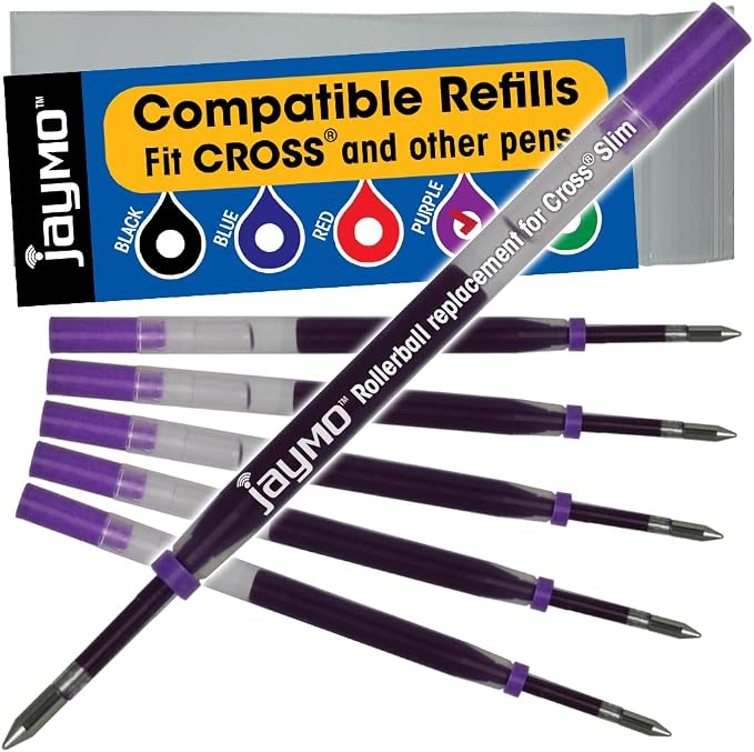 Replacement for Cross Slim 8910, Gel Rolling Ball Refill, 6 Purple
