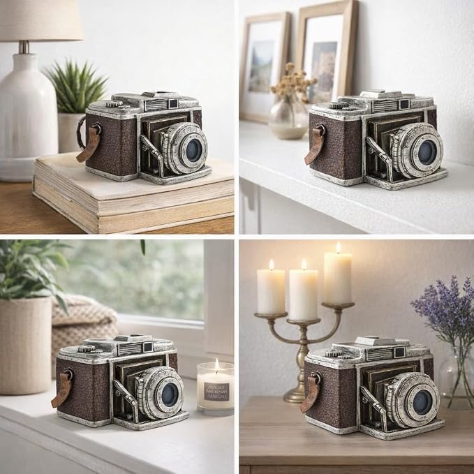 Bellaa Camera Pen Pencil Holder Vintage Retro Antique Style Shabby Chic Desk Organizer Office Farmhouse Decor Photography Gift 24094