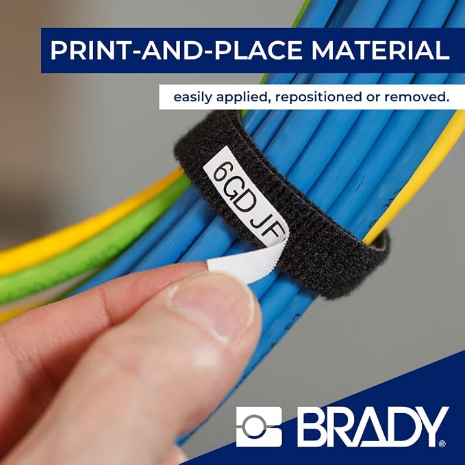 BradyGrip Authentic (M21-500-414) Print-on Hook Labels with Ribbon Featuring Velcro® Brand Hook for M21 Printers - 0.50"