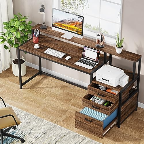 Tribesigns 63 Inch Computer Desk with File Drawer Cabinet, Ergonomic Desk