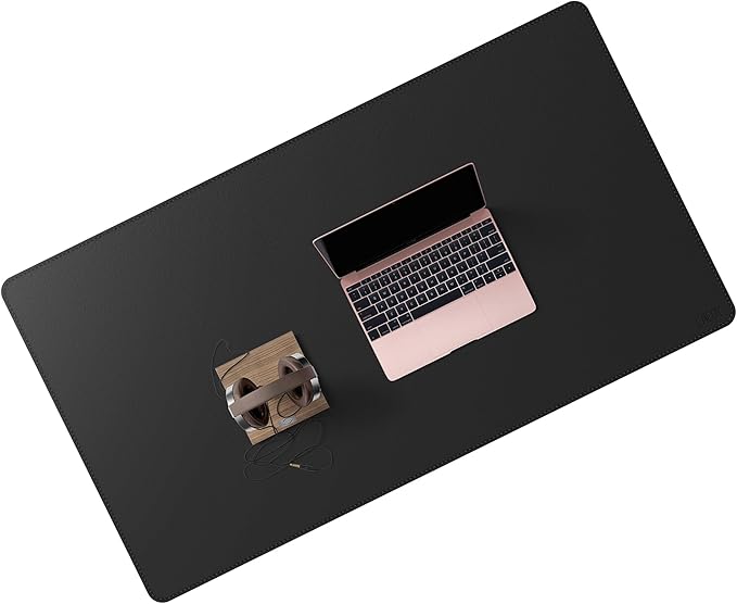 Cacoy 36"x20" XXL Leather Desk Mat Black, Waterproof Desk Blotter Protector | PU Leather Desk Pad Blotter Water-resistant Desk Protector Mat Large Computer Mouse Pad Non-Slip Office Desk Matt for Desktop