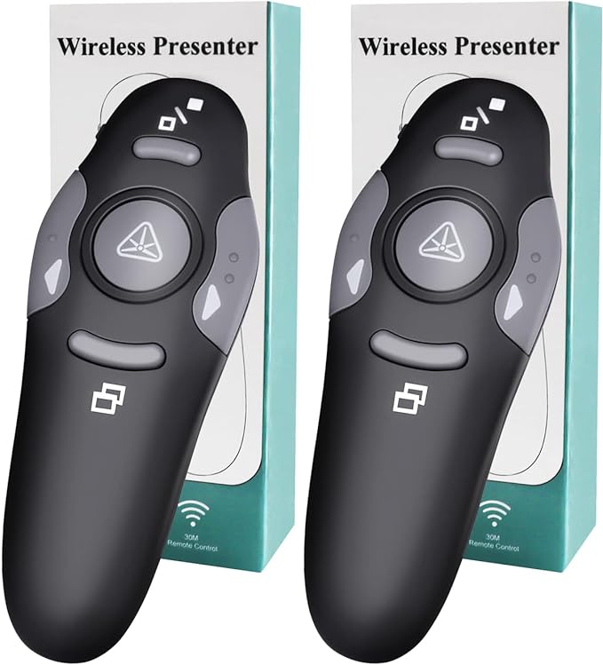 (2 Units) Wireless Presentation Clicker for PowerPoint, Wireless Presenter Remote with Laser Pointer Slide Clickers for Mac/Windows/Linux, Computer/Laptop, Google Slide/PPT/Keynote